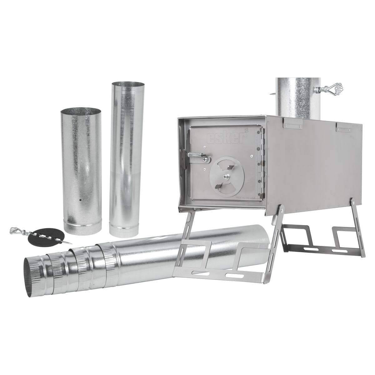 All the pieces of a Esker Superior Winter Tent Stove