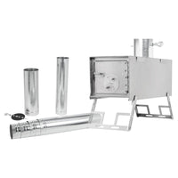 All the pieces of an Esker Ontario Winter Tent Stove