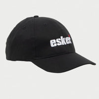 Black cap with esker logo on a light gray background