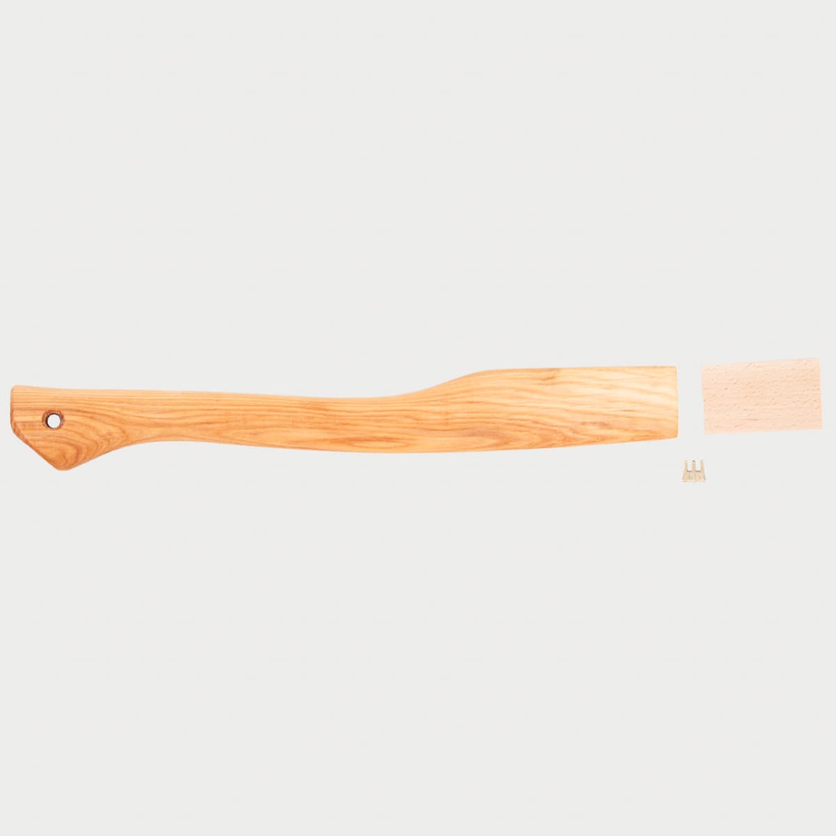 esker hatchet replacement handle, with mountain hardware, on a gray background