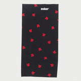 esker head wear / neck gaiter  with red maple leaf pattern and esker branding on a white background