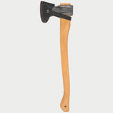 esker splitting axe, with leather mask on, on an isolated background.