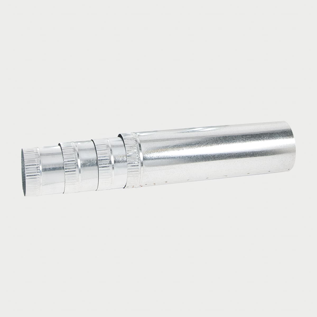 Esker tapering  pipe for baffin stove, made of galvanized steel. On an isolated background