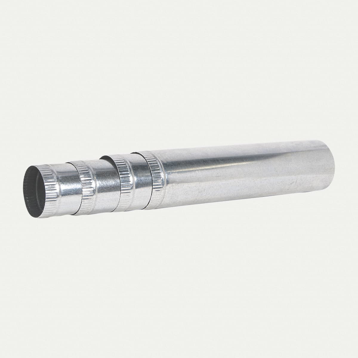Esker tapering  pipe for Hudson stove, made of galvanized steel. On an isolated background
