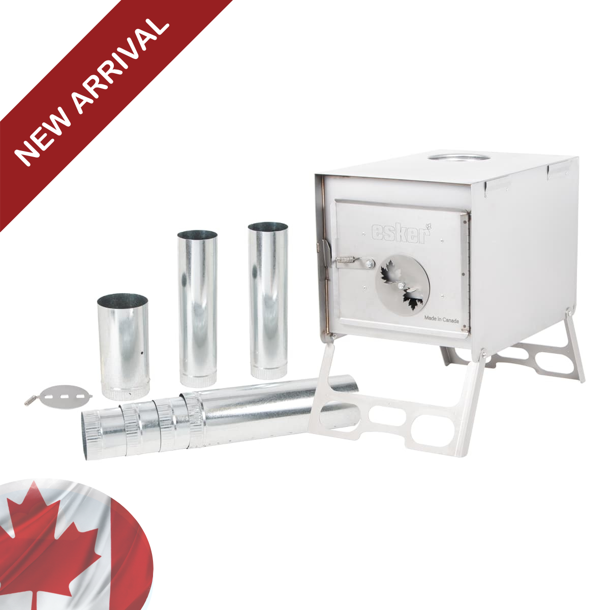 Esker Baffin stove stove set on a white background. New arrival. Made in Canada